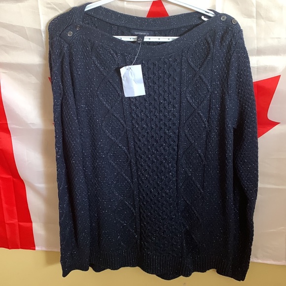 NWT Land’s End Women’s Blue Sparkle Crew Neck Sweater - Picture 5 of 8